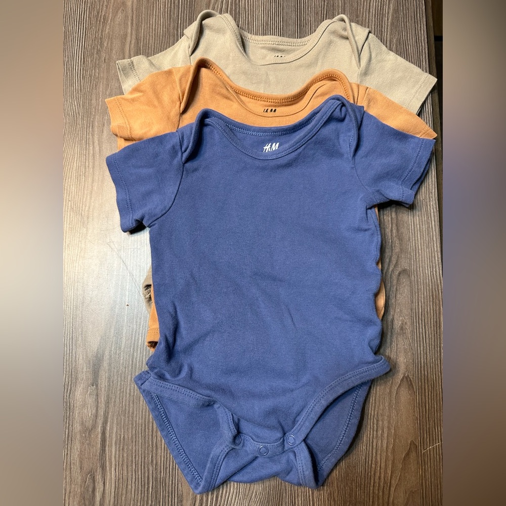 H&M Kids Bodysuit Trio - Navy, Orange, Beige